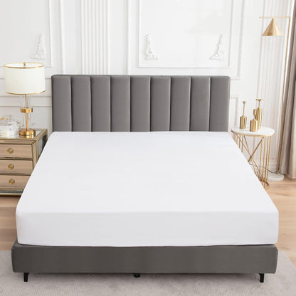 Sufdari Mattress Protector,Waterproof 18" Deep Pocket Mattress Cover Fitted Sheet Style with Elastic Rubber Band,Washable and Easy Care-Black,Queen