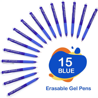 Erasable Gel Pens, 15 Pack Black Retractable Erasable Pens Clicker, Fine Point, Make Mistakes Disappear, Black Inks for Writing Planner and Crossword Puzzles…