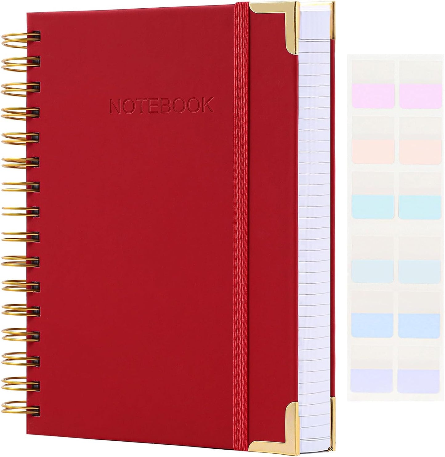 Spiral Notebook, College Ruled Notebook Journal, 7” x 10”, 300 Pages Leather Writing Journal for Women Men, B5 Hardcover Notebook for Work School, 24pcs Index Tabs, Light Blue