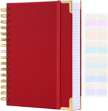 Spiral Notebook, College Ruled Notebook Journal, 7” x 10”, 300 Pages Leather Writing Journal for Women Men, B5 Hardcover Notebook for Work School, 24pcs Index Tabs, Light Blue