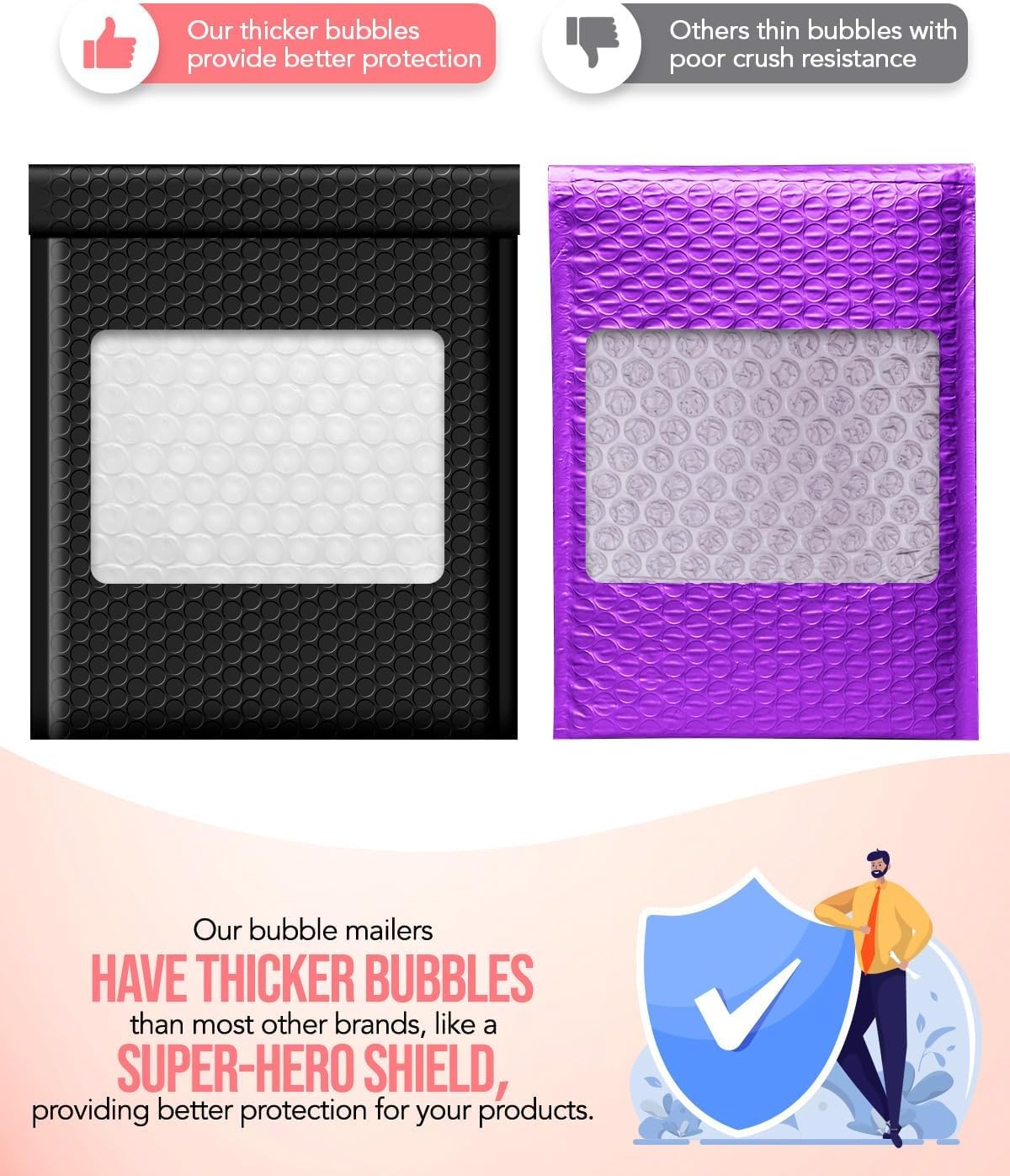 GSSUSA Black Bubble Mailers 4x8 Inches 50 Pack, Usable Size 4X7" Bubble Envelopes for Small Business, Padded Envelope, Shipping Mailers, Packaging Bags, Mailing Envelopes, Shipping Supplies