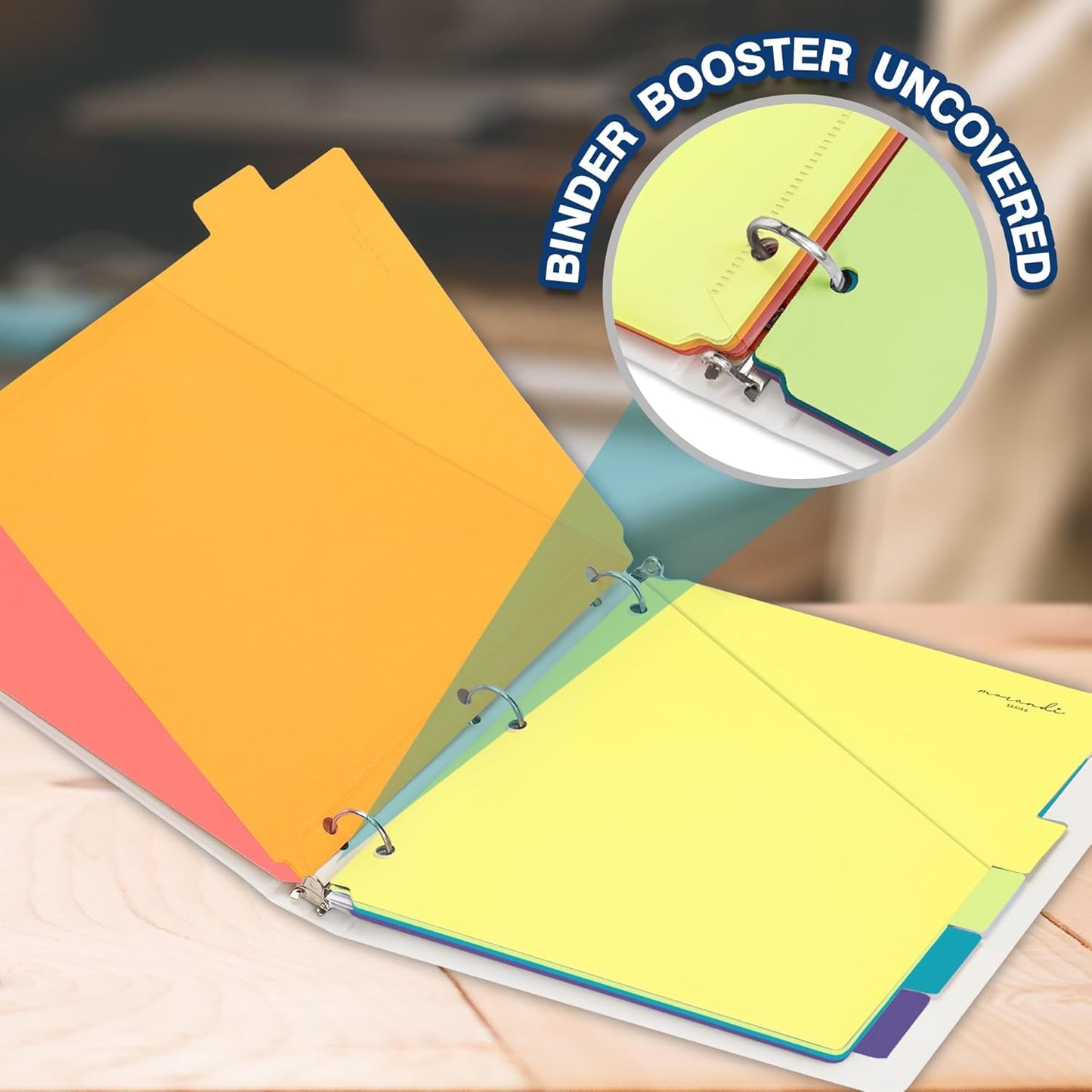 H4D 6-Tab Dividers for 3 Ring Binder, Plastic Dividers with Two Pockets, Letter Size, Pastel Colors, 1 Set