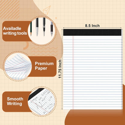Legal Pads 8.5 X11, Narrow Ruled Notepads, 2 Pack, 50 Sheet/Pad, White Legal Pads, Tear Off Notepad, Perforated Writing Pad, Notebook Paper College Ruled, Notepads for Office Home School, Notepad