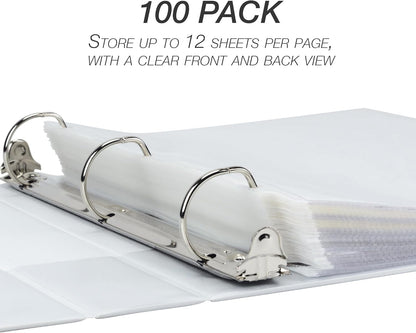 Samsill 100 Pack Sheet Protectors, 8.5x11 Inch Page Protectors for 3 Ring Binder, Standard Weight, Clear Protector, Letter Size, Top Loading, Acid Free