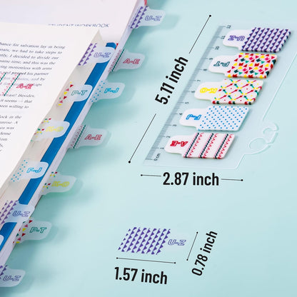 Golcellia Sticky Tabs for Notebooks 600 Pcs 5-Pattern Page Markers with Letter Index Flags, Book Tabs for Binders Bible Study Office School Supplies