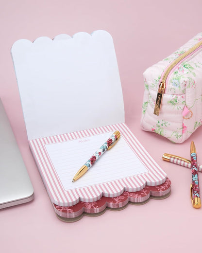 Laura Ashley 3-in-1 Scalloped Edge Layered Notepad – 6.5 x 7.5 Inch Writing Pad with 150 Lined Tear-Off Sheets, Elegant Heirloom Cottage Stationery, Glue-Bound with Sturdy Backboard