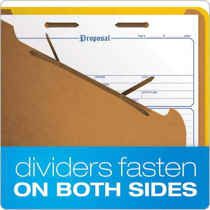 Pendaflex Recycled Classification File Folders, 3 Dividers, 2" Embedded Fasteners, 2/5 Tab Cut, Legal Size, Dark Blue, Box of 10 (29096)