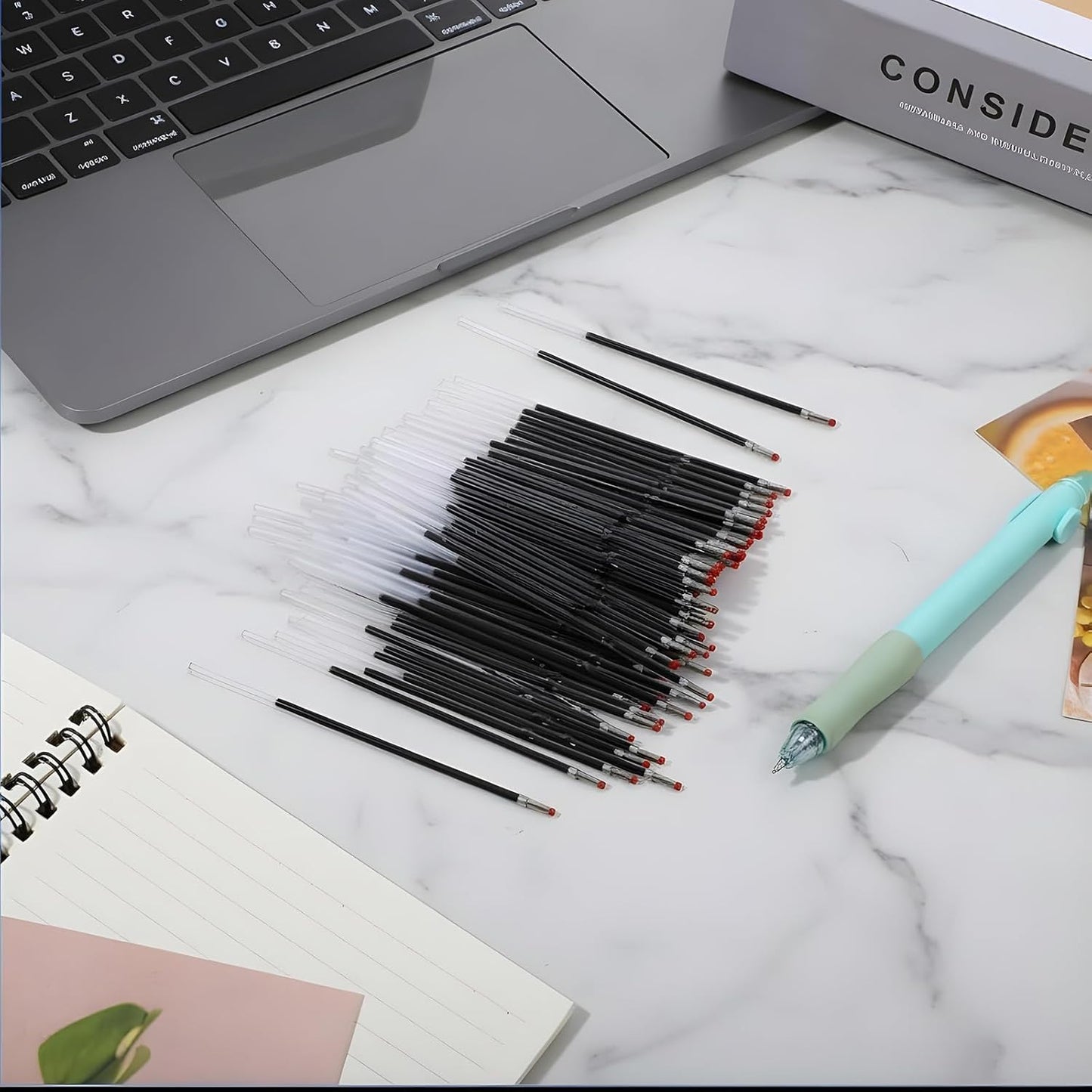 150 Piece Ballpoint Refills 1 mm Medium Point Tip Retractable Ballpoint Smooth Writing Pen Refills for Journal Writing Office and School Supplies