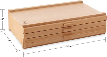 7 Elements 4 Drawer Wooden Artist Storage Supply Box for Pastels, Pencils, Pens, Markers, Brushes and Tools