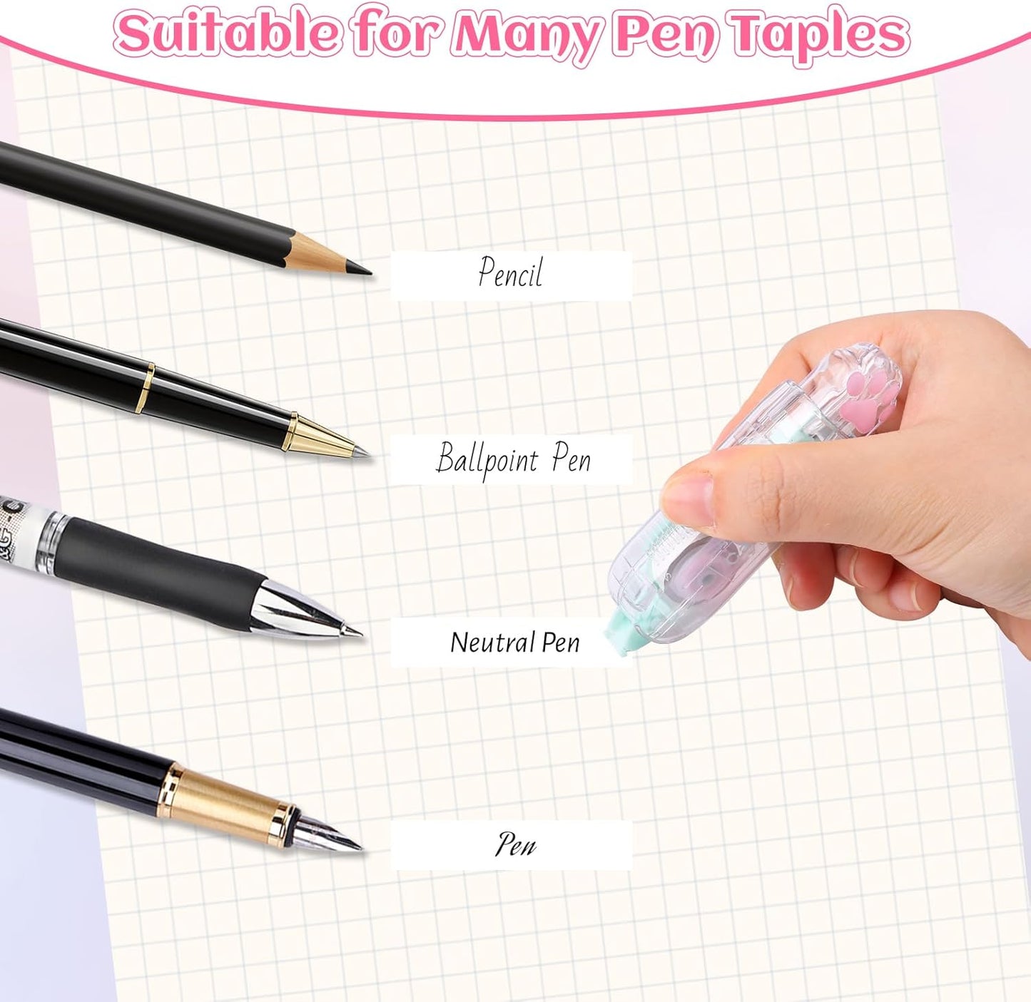 3 Pack White Out Correction Tape, Cute Mini Correction Tape, Kawaii Cat Paw White Out Tape for Cat Lovers Students and School Office Supplies