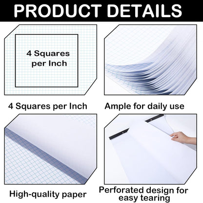 gisgfim Large Engineering Graph Paper Pad 22x 17 Landscape 4 X 4 Blue Grid Pad Giant Drafting Sketching Paper Blueprint Grid-Based Graphing for Engineer Designer Architect Draftsman Rolled Delivery