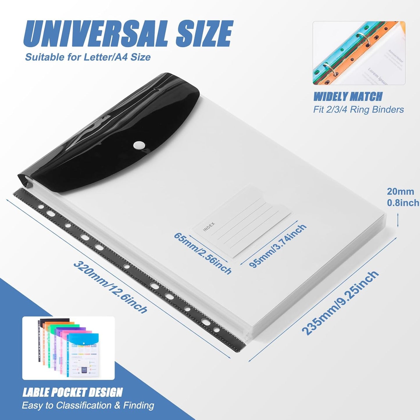 Plastic File Folders, Waterproof Transparent Expandable File Organiser, Portable Large Capacity A4B4 File Wallet for Office Business School (7 Pack)
