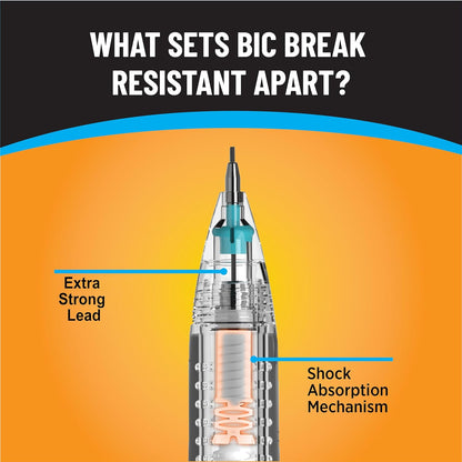BIC Break Resistant Mechanical Pencils with Erasers, No. 2 Medium Point (0.7mm), 4-Count Pack Pencils for School or Office Supplies, Lead and Eraser Refills
