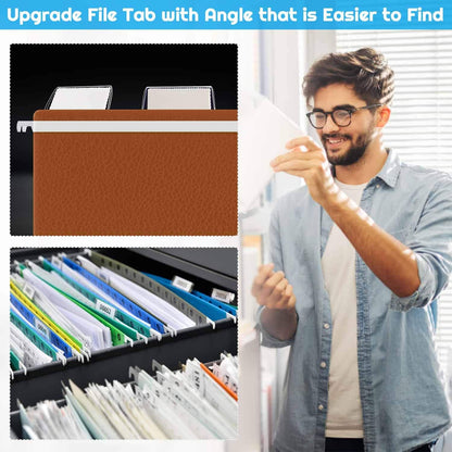 File Folder Tabs, Paxcoo 50 Sets Hanging File Folder Tabs and Inserts, Plastic Tabs for Hanging Folders, Multicolor