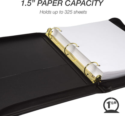 Samsill Classic Collection Leather 3 Ring Binder, Executive Presentation Portfolio, 0.5 Inch (Holds 100 Sheets), Brass Round Ring, Burgundy