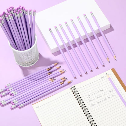 Tinlade 50 Pcs Triangular Grip Pencils Wood Wedding Pencils HB Graphite Pencil Pack Eraser for Baby Shower Drawing Sketching Bridal Shower Office Supplies(Pink)
