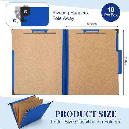 Henoyso 10 Pcs Hanging Classification Folders Bulk with 2 Prongs, 1 Divider Letter Size, 2 Inch Expansions Pressboard File Folder, 1/3-cut Tab File Organizer (1 Divider,Green)