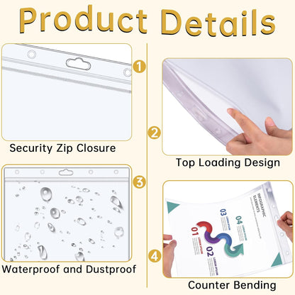 AKONEGE 6PCS Hard Sheet Protectors 8.5" x 11" Waterproof Resealable Zip Paper Page Protectors Clear Rigid Plastic Sleeves for Photos Certificate, Heavy Duty Document Holder Wall Sign Holder, Vertical