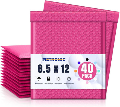 Metronic Bubble Mailers 8.5x12" 40 Pack Black Padded Envelopes Usable Size 8.5 x 11" Strong Adhesion Bubble Envelopes Medium Mailing Envelopes Bubble Padded for Small Business Shipping Books Clothes