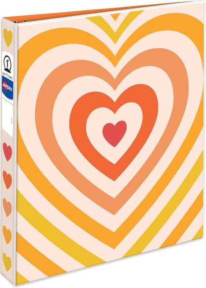 Avery 3 Ring Binder, 1 Inch Round Rings, Retro Collection, Radiant Heart (26804)