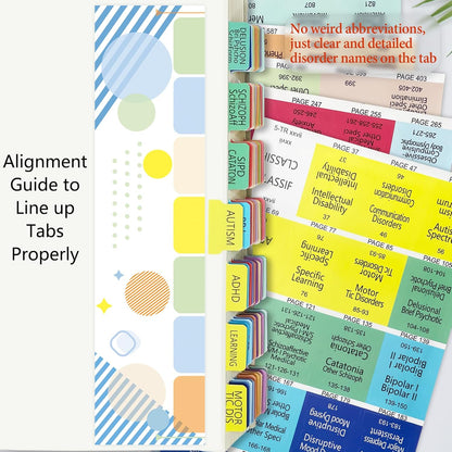 Index Tabs for DSM-5, Color-Coded and Laminated, with 11 Blank Tabs, Alignment Guide and Inspirational Bookmark Included, Tear-Resistant & Waterproof