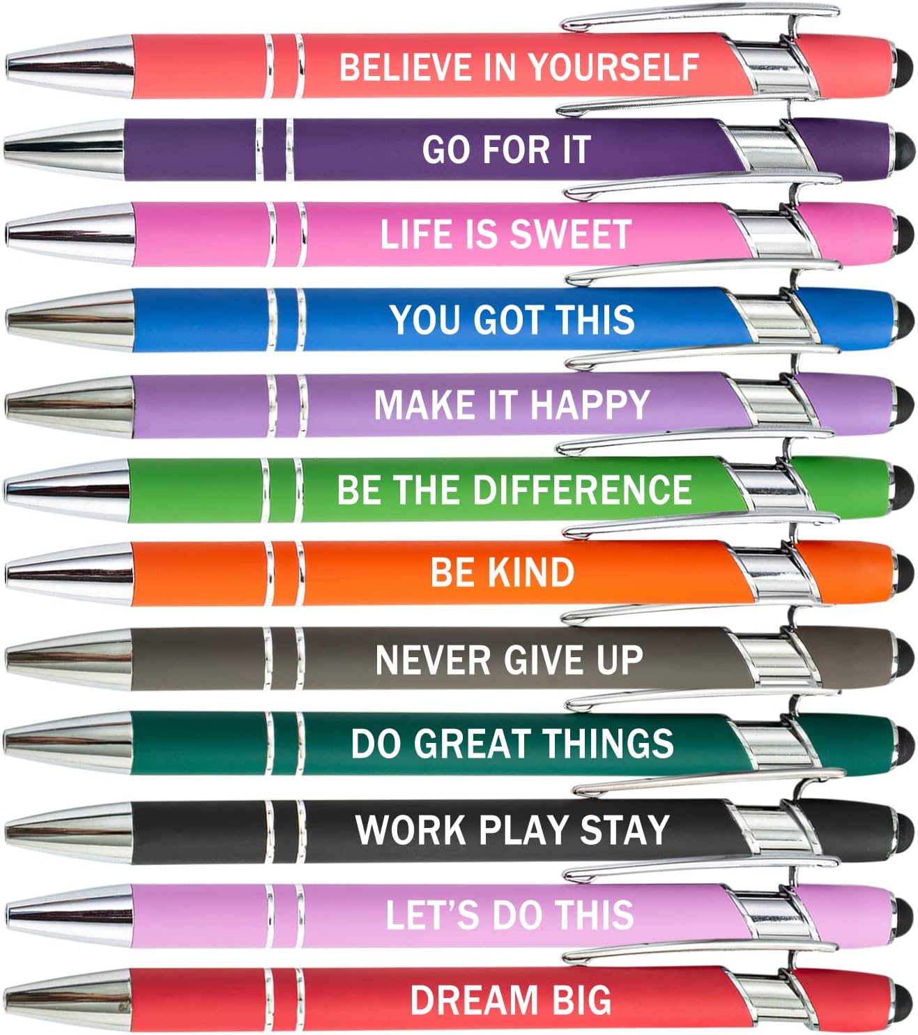 PASISIBICK 3.86 in Blue Ink Refills for Ballpoint Pen with Stylus Tip, Soft Touch Click Pen, 2 in 1 Metal Pens, Medium Point(Pack of 40)