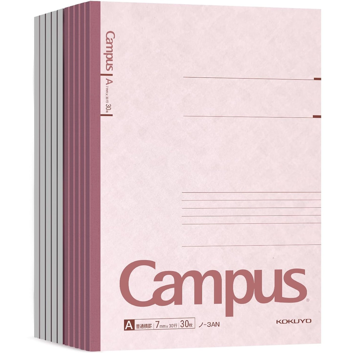 KOKUYO Campus Composition Notebook, 7 x 10 inch Lined Notebooks with 30 Sheets 7mm Ruled Paper, 10 Pack B5 Pink Notebook for School and Work, School Supplies Comp Book for Journal Diary, Japan Import