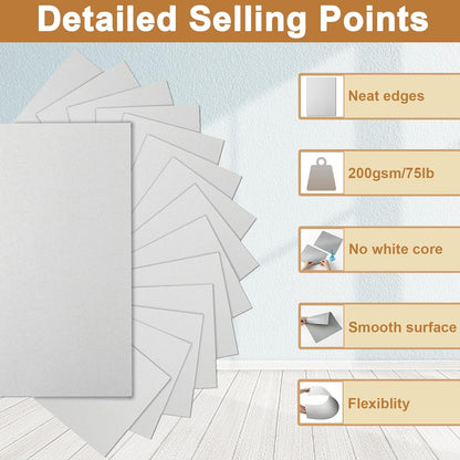Silunkia 100 Sheets White Cardstock 5 Assorted Sizes Craft Paper, 200gsm/75lb White Card Stock Certificates Paper for DIY Cards Making, Business Cards, Wedding Invitations, School Crafting, Menus