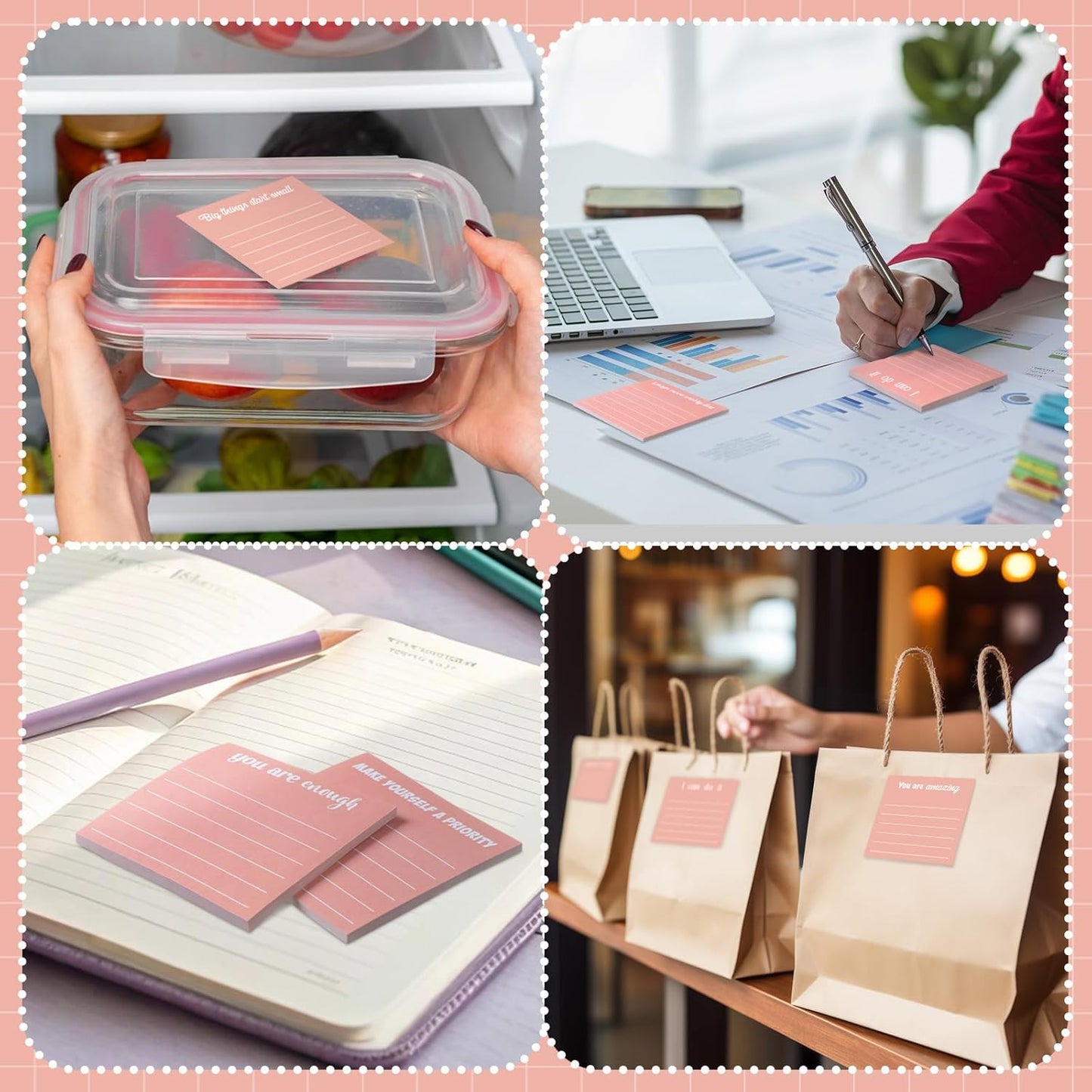 Yinder 48 Pcs Inspirational Sticky Notes Cute Motivational Sticky Notes Pad End of Year Employee Appreciation Gifts Bulk for Teacher Nurse Coworkers Office Supplies 3 x 3'' (Thank You,Dark Color)