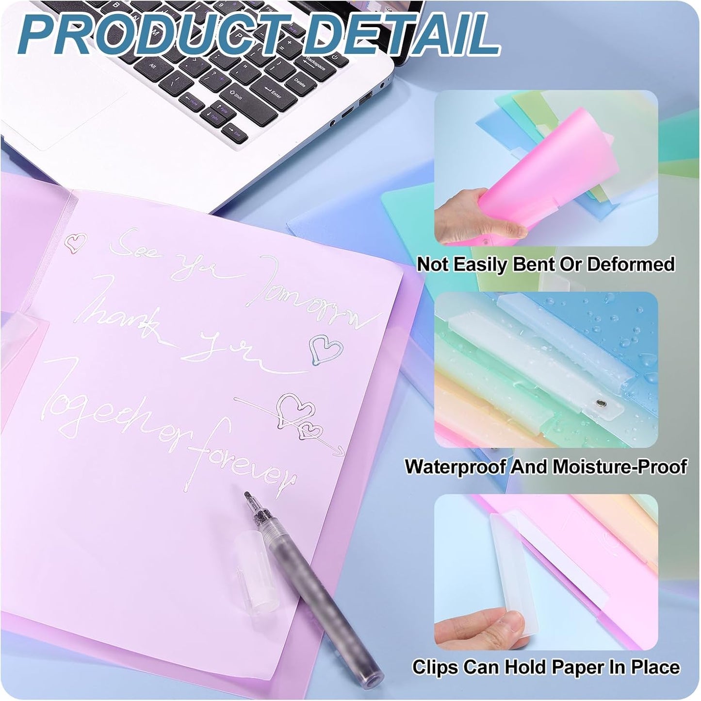PATIKIL 5 Pack Clear Report Covers with Swing Clip, 11.8"x9" Front Presentation Folders Document Binder 100 Sheet Capacity Binder for Resume Files Letter Interview Project, Blue