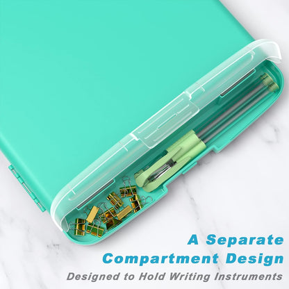 Rimilak Plastic Clipboard with Storage, 8.5 x 11 High Capacity Folio Nursing Case with Pen Holder, Size 14.2 x 9.6 x 1.2″ Folder Side-Opening for Classroom, Teacher, Smooth Writing, Dark Green