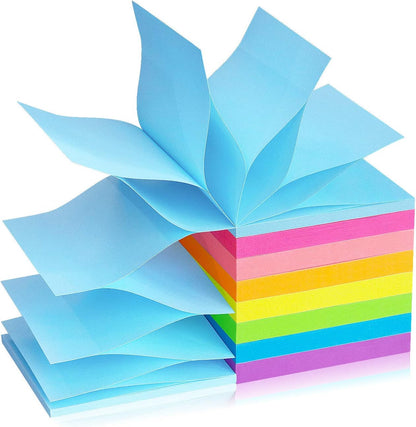Pop Up Sticky Notes 3x3 inch, 8 Bright Multi Colors,Accordion Self-Stick Notes, Purple Sticky Notes 8 Pads 80 Sheet/Pad