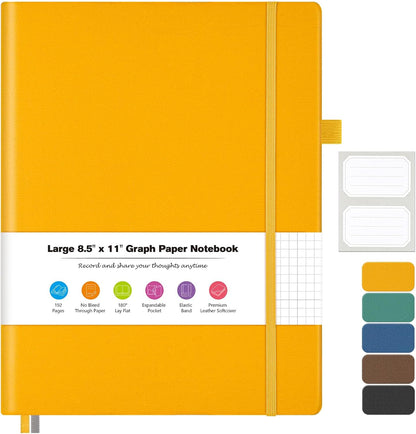 College Ruled Notebook, A4 Softcover Leather Notebook for Work, Lined Notebook Journal for Women, Men, 192 Thick Paper, Lay Flat, Large Notebook with 2 Pockets, Professional Business Notebook, Blue