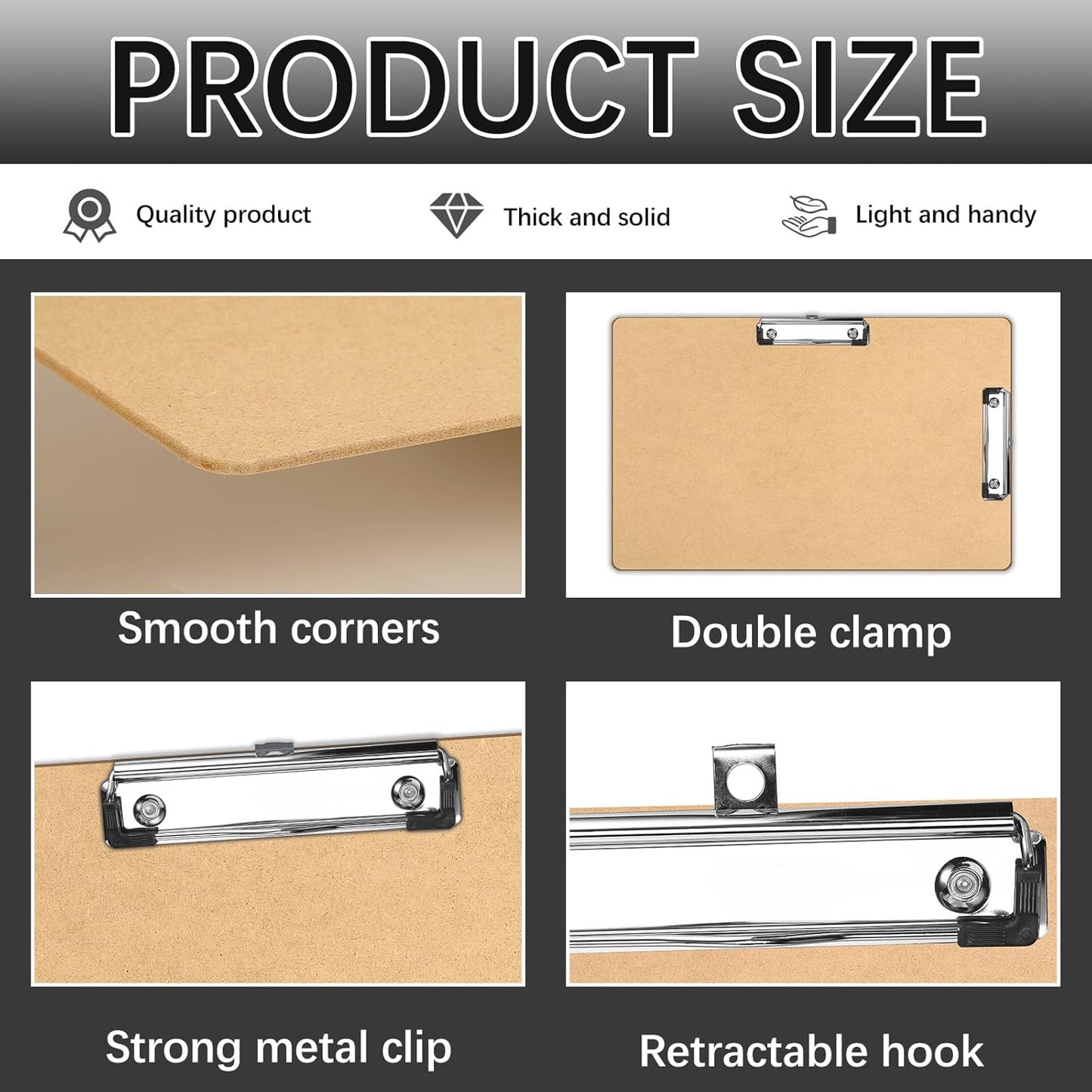 6 PCS Extra Large 11X17 Clipboard, Wood Cleats with Low Profile Clips for Drawing, Sketching, and Art Boards, Horizontal Wood Lapping, Landscape Layout (3Mm Thickness)