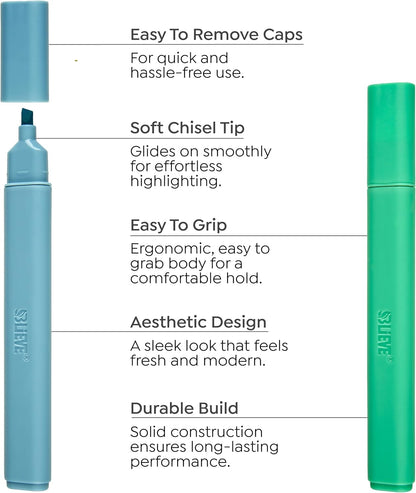 BLIEVE - Aesthetic Highlighters and Gel Pens With Soft Ink and Chisel Tip, Bible Highlighters and Pens No Bleed, Dry Fast Easy to Hold, for Bible Journaling Planner School Supplies (MORANDI)