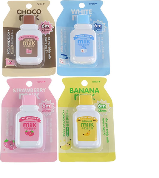 4PCS Cute Milk Bottle Style Correction Tape Office School Supplies (Random Color)