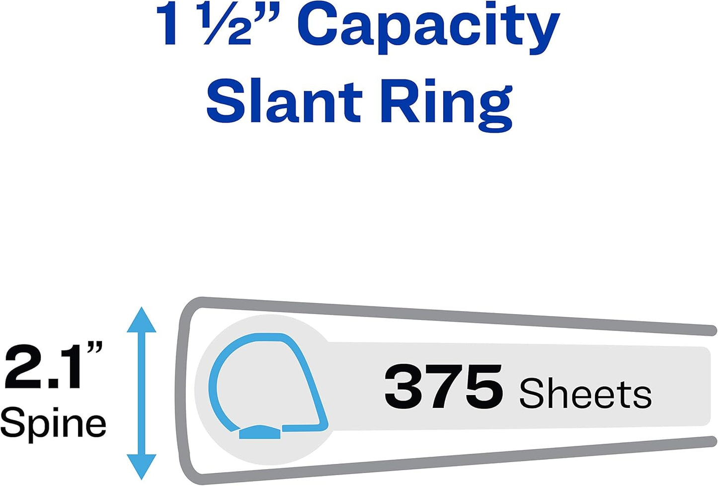 Avery Heavy-Duty View 3 Ring Binder, 1.5" Slant Rings, Holds 11" x 17" Paper, White Binders (6-Pack of 72125)