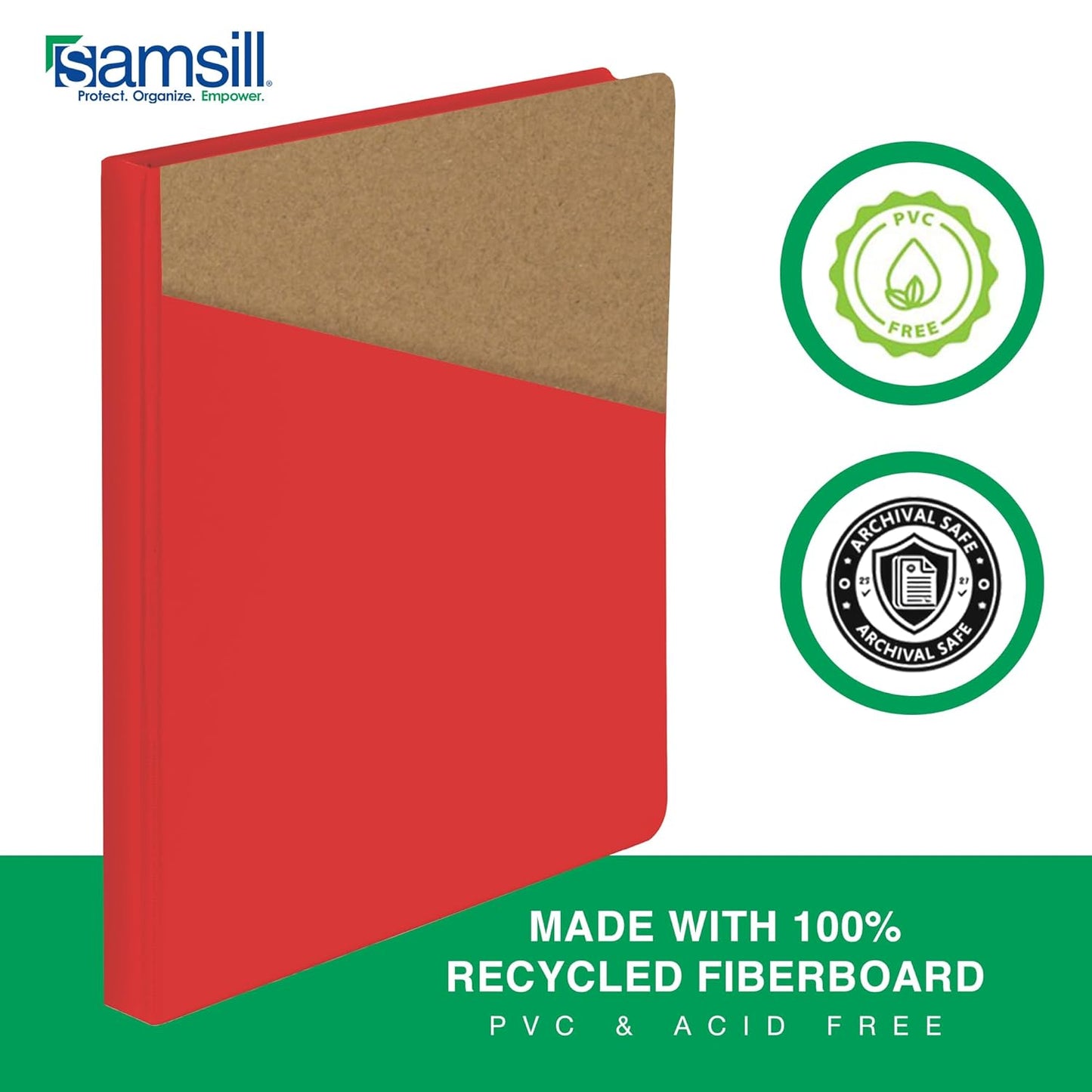 Samsill Durable 0.5 Inch Binder, D Ring Binder, Customizable Clear View Cover, Ruby Red, Holds 125 Pages