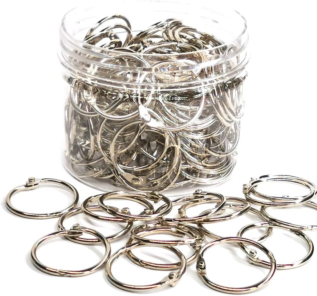 Otylzto 120pcs Metal Binder Rings 1 Inch, Paper Ring, Key Rings,Office Products