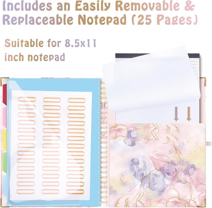 HAUTOCO Clipboard Folio with Refillable Notepad for Letter Size (11" x 8.5"), 5 Dividers with 10 Pockets, Elastic Pen Holder and File Folder Labels, Spiral Nurse Clipboard Artboard(Green)