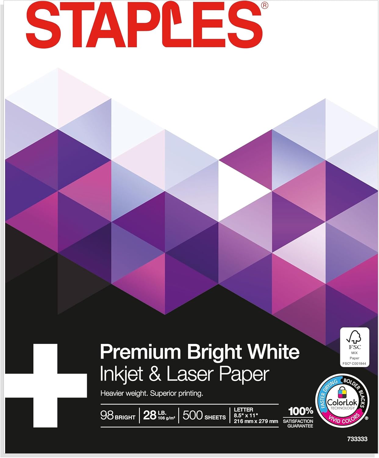 Staples Premium 8.5-Inch X 11-Inch Multipurpose Paper 24 Lbs. 98 Bright 500/Ream
