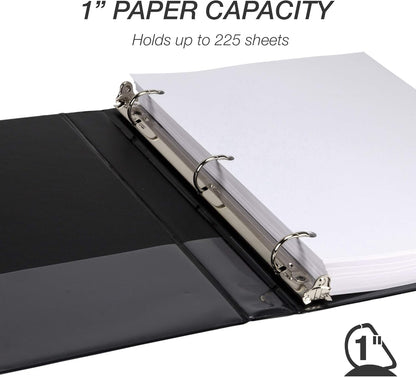 Samsill Durable 4 inch 3 Ring Binder, D Ring Binder, 100% Recycled Chipboard, Black, 2 Pack