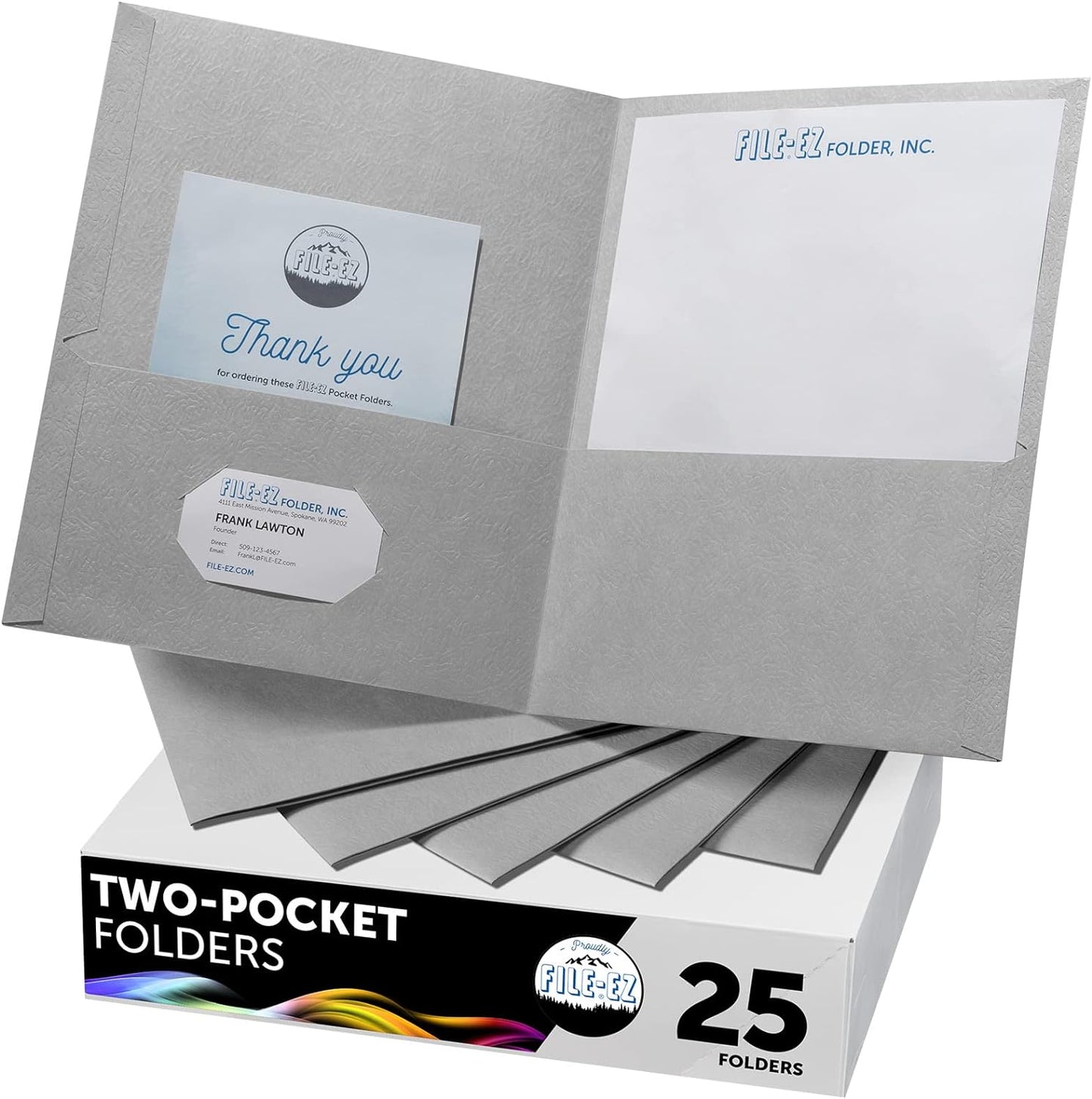 FILE-EZ Two-Pocket Folders, Navy Dark Blue, 25-Pack, Textured Paper, Letter Size (EZ-32523)