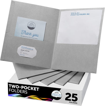 FILE-EZ Two-Pocket Folders, Navy Dark Blue, 25-Pack, Textured Paper, Letter Size (EZ-32523)
