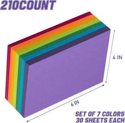 Index Cards 140-Count 5x8 Inch,178GSM Heavyweight Set of 7 Colors Paper Multicolor Study Cards (Rainbow)