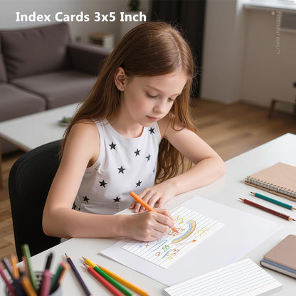 600 Count Index Cards 3 x 5 Inch Green Lined Flash Cards Ideal for Studying and To-do-List, Portable Note Cards Taking for Students and Teachers, Flash Card Styled for Home, Office or School Use