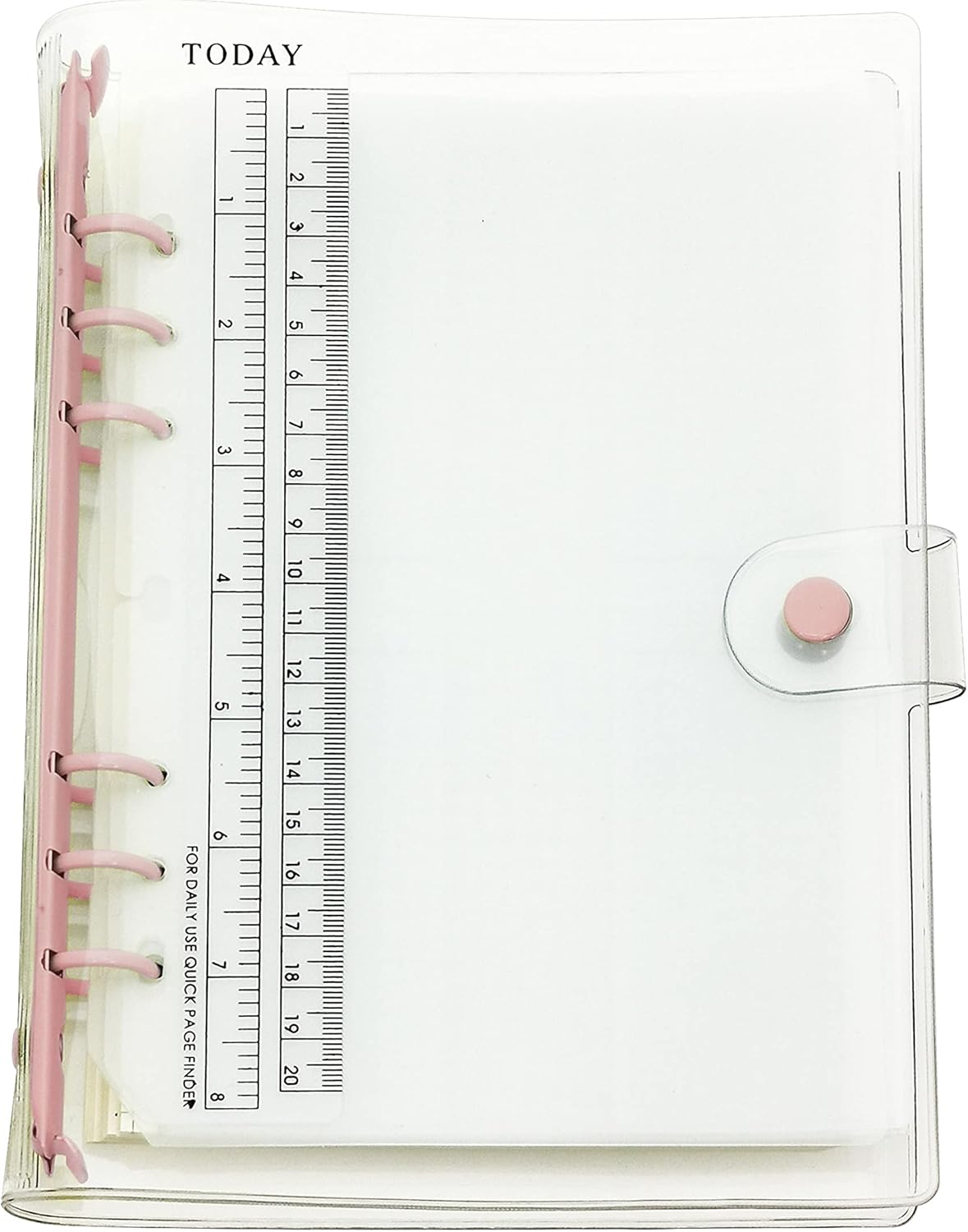 A6 A5 6-Holes Colorful PVC Cover Round Ring View Binder with Snap Button Closure File Folder for Loose Leaf Sheet Protectors Notebook Refill (Pink Daisy, A5 Mini Set) - Colors B