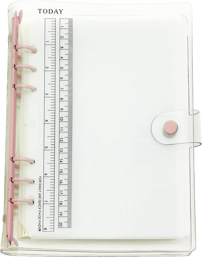 A6 A5 6-Holes Colorful PVC Cover Round Ring View Binder with Snap Button Closure File Folder for Loose Leaf Sheet Protectors Notebook Refill (Pink Daisy, A5 Mini Set) - Colors B