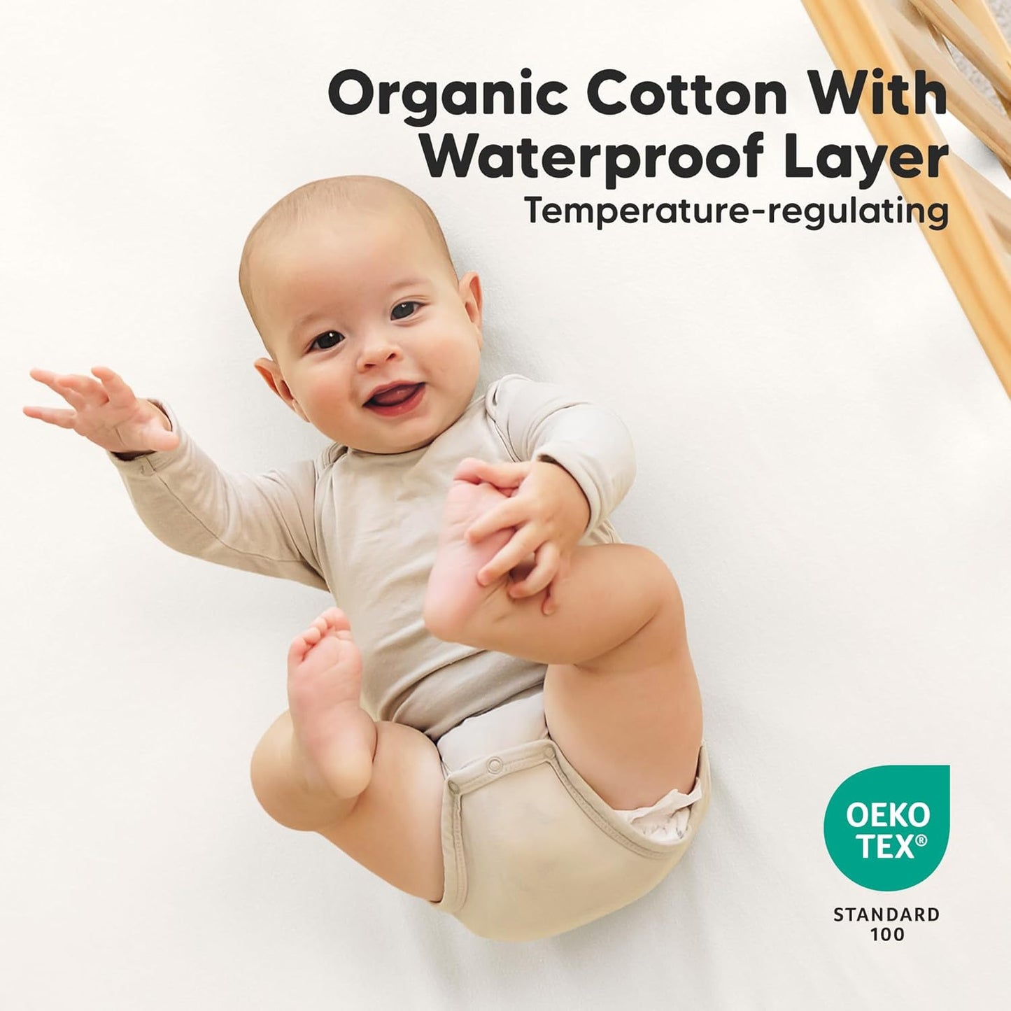 2-Pack Waterproof Crib Sheets for Boys, Girls - 52x28 Fitted Organic Cotton Baby Crib Sheets, Toddler Mattress Protector Cover, Washable, Soft & Durable Baby Bedding Essentials(Pine Grove)
