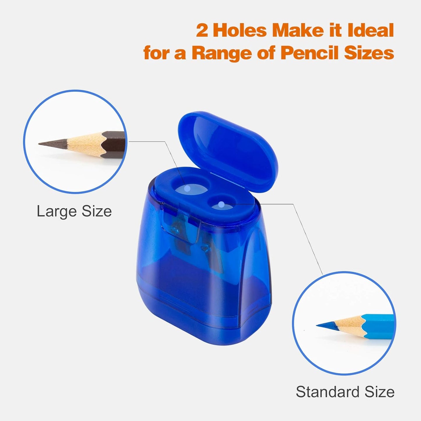 KIDMEN 24 PCS 2 Holes Small Manual Pencil Sharpener with Lid,for Kids,School